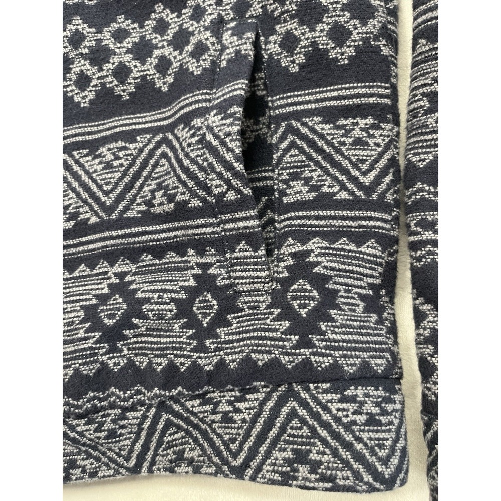 Sun + Stone Bomber Jacket Men Medium Navy Aztec Print Lined Flap Pocket Flannel - Picture 15 of 16